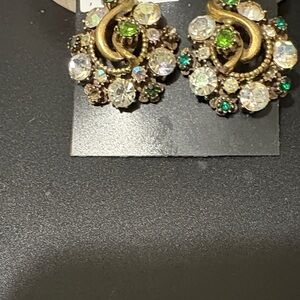 Elegant Gold and Green Crystal Earrings